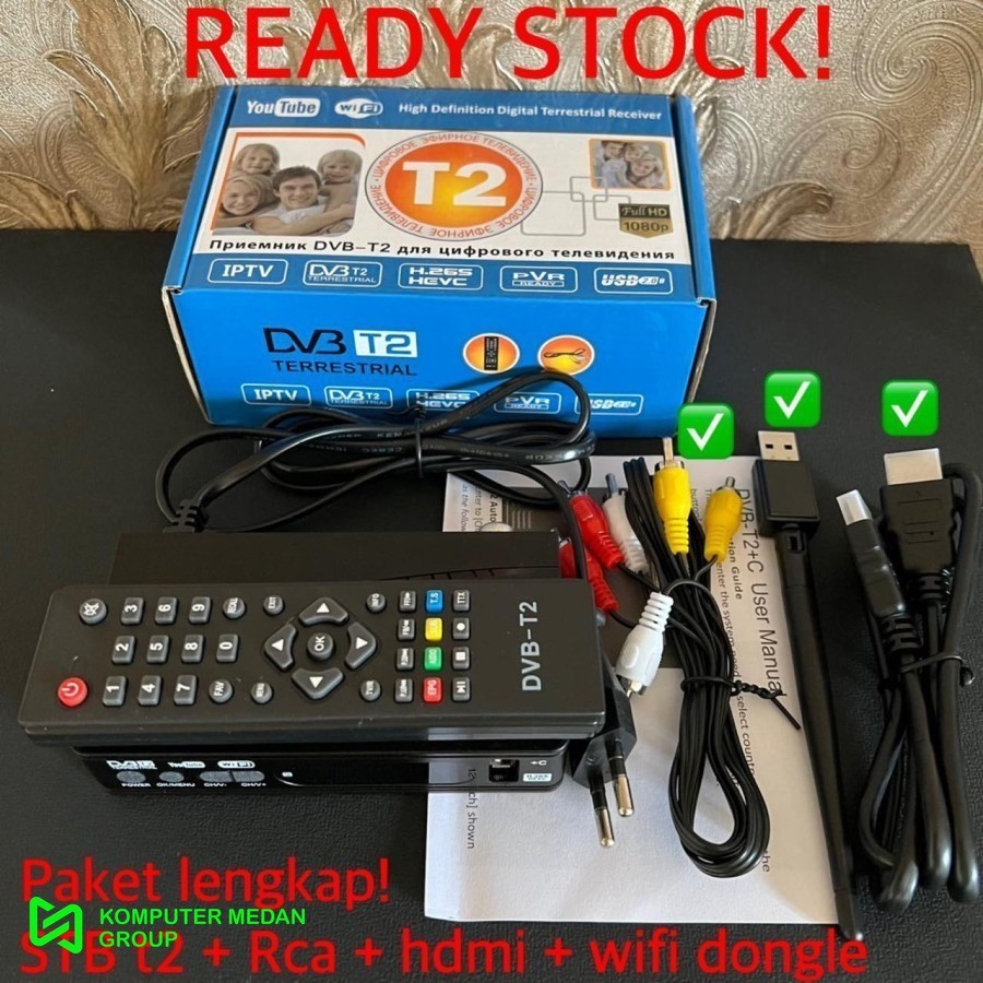 Stb Digital + Android TV Set Top Box Dvb-T2 Super Hd WIFI Dengan Antena