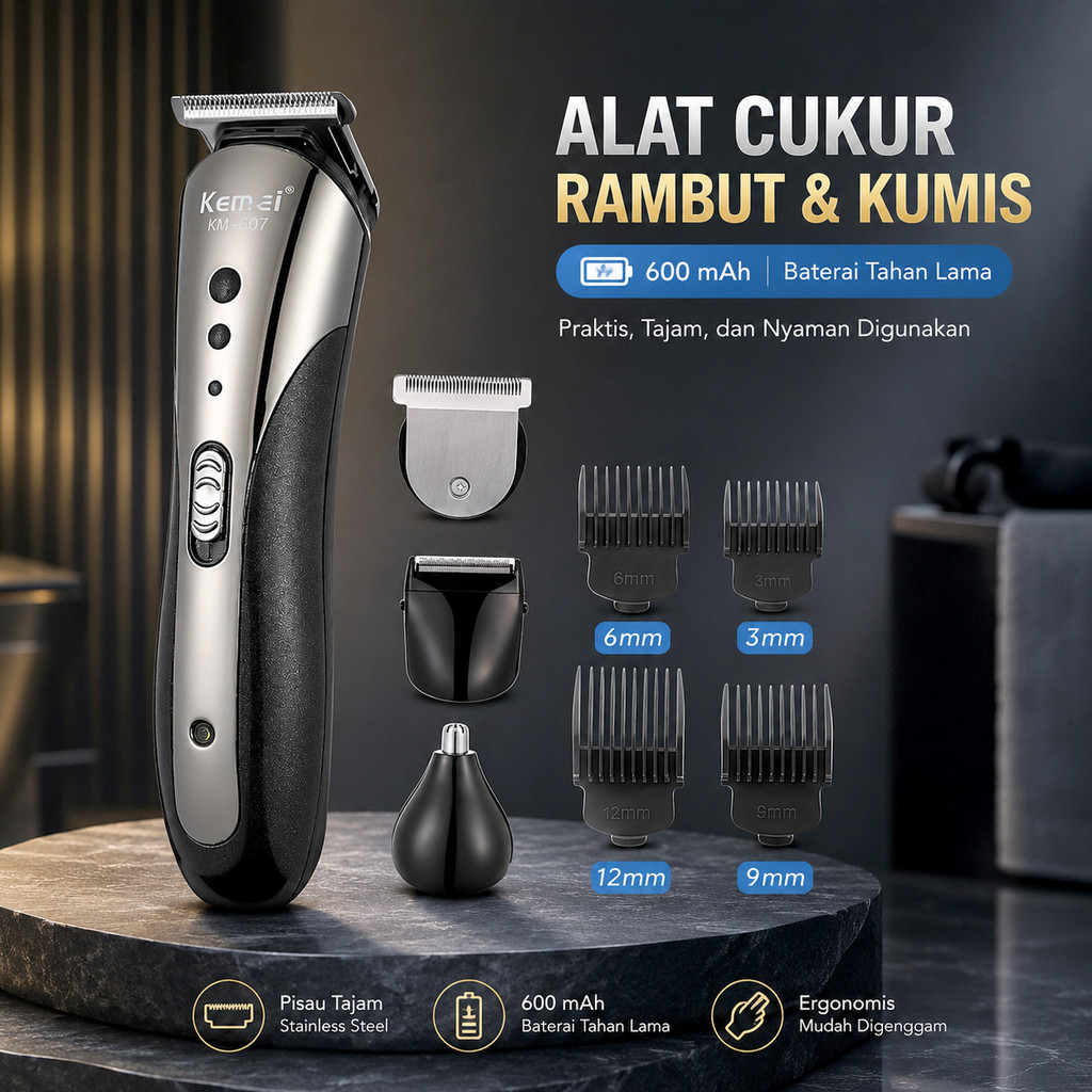 COD Kemei Alat Cukur Rambut Kumis Elektrik Hair Trimmer Rechargeable - KM-1407