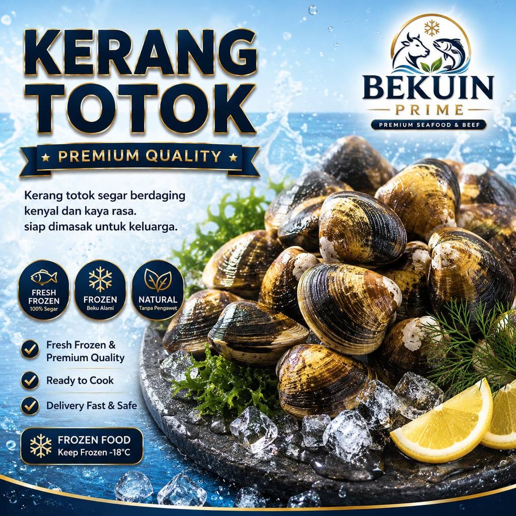 Kerang Totok 1kg Kerang Segar Beku Premium Pilihan - Kerang Totok Sup Vongole Tumis Frozen Seafood B