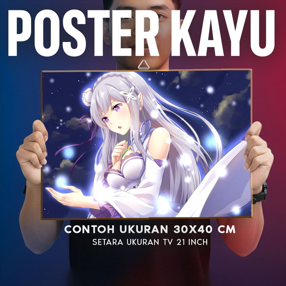 Poster Kayu Rezero Anime Hiasan Dinding Kamar Estetik Kado Wibu Pecinta Anime Isekai Manga Jepang