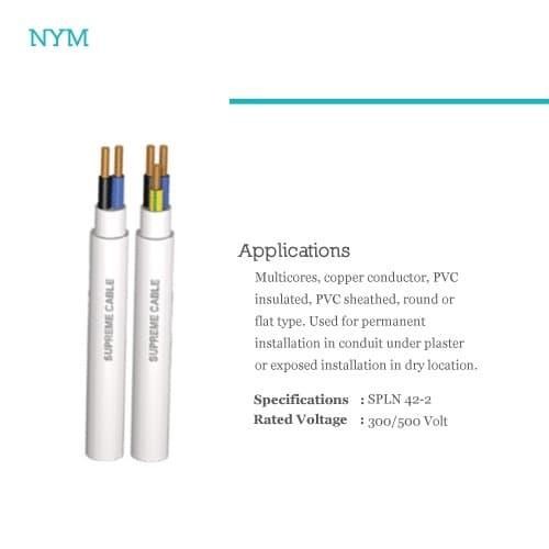 SUPREME KABEL NYM 3X2.5MM @50M / KABEL NYM 3 X 2.5MM 50 METER SUPREME