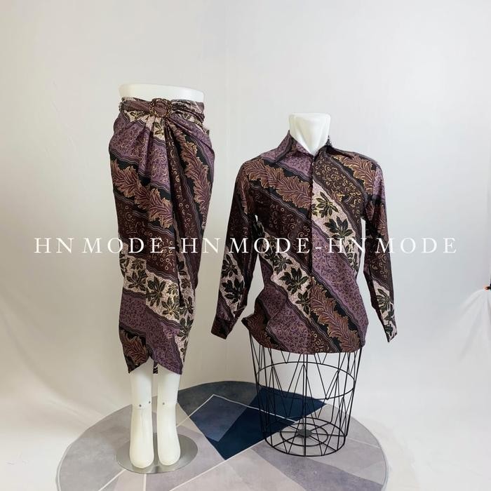HN MODE - Couple kemeja batik panjang mix rok lilit flloral volume 2
