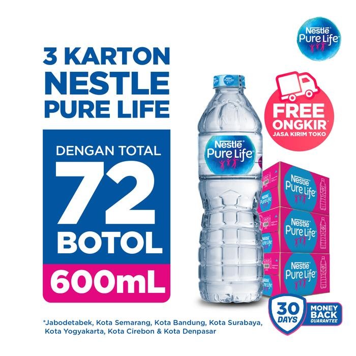 

terbaru nestle pure life air mineral 600ml isi 3 karton original