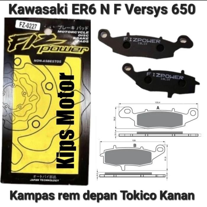 Kampas Rem Depan Kawasaki Er6N Er6F Er6 Er 6 N F Versys 650 - Kanan
