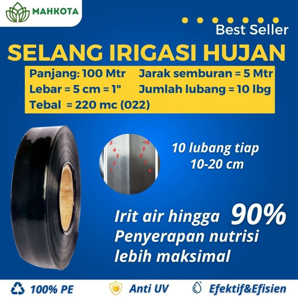 Selang Drip Lubang 10 Set 1 inch 5 Cm 100 Meter 220 Mikron Selang Drip Hujan Rain Drip Tube