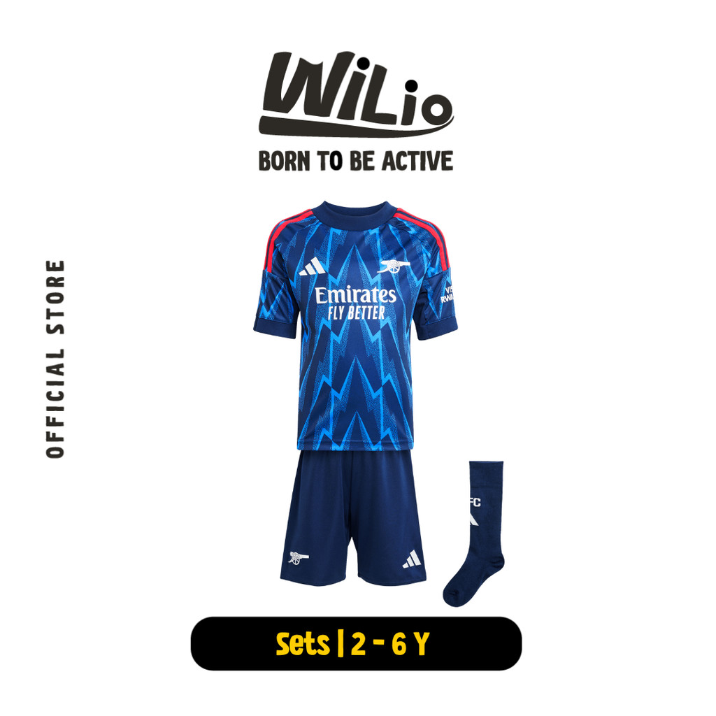 ADIDAS Arsenal 25/26 Away Mini Kit Kids JI9527 - Set Jersey Anak (Biru)