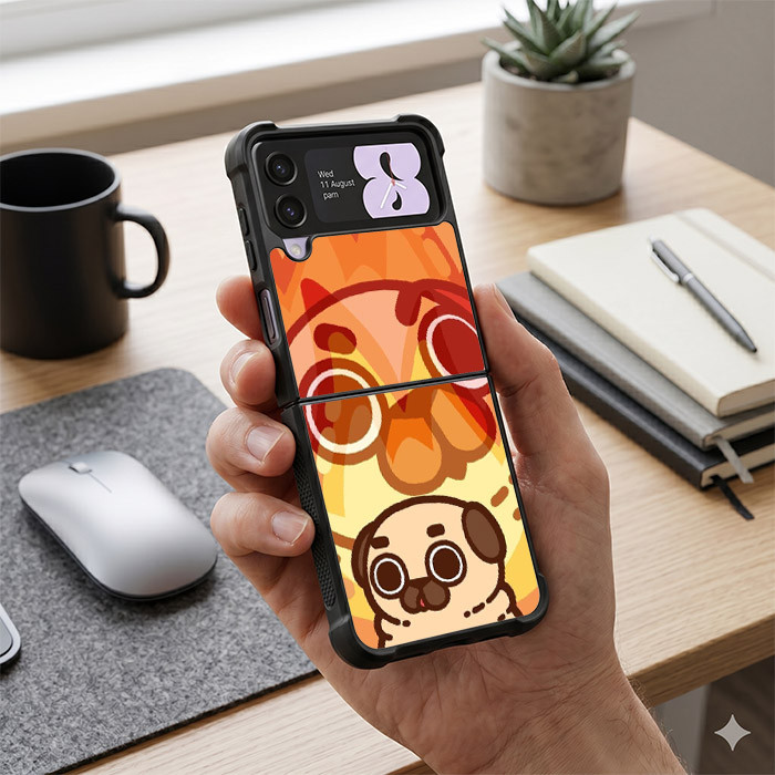 Case Casing Samsung Z Flip 7 6 5 4 3 Angry Pug Fire FW0428