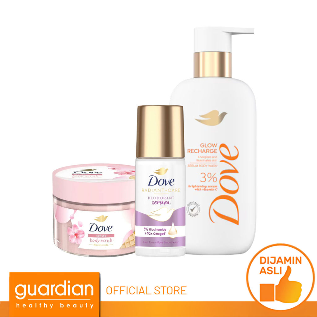 [Bundling] Dove Advanced Serum Body Wash Glow Recharge 300gr + Dove Ice Cream Body Scrub Sakura Radi