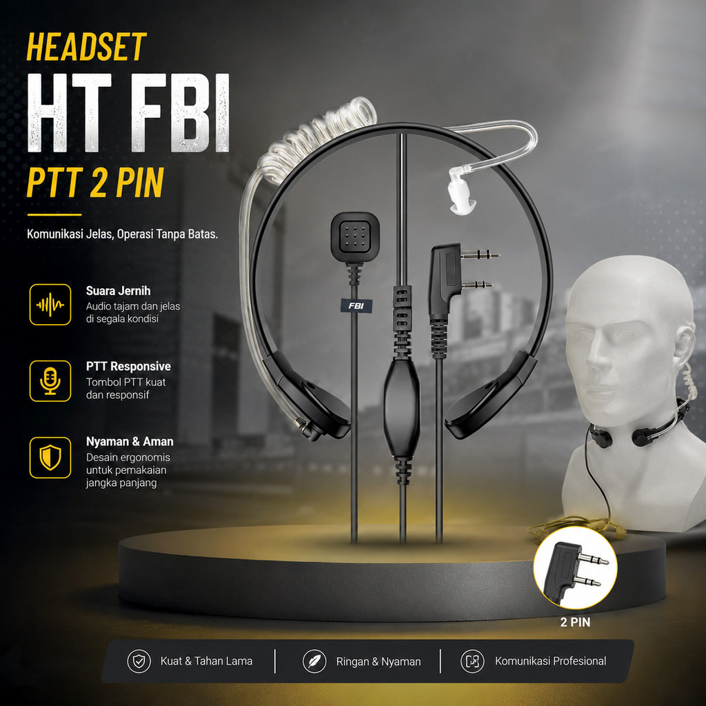 Taffware Headset HT FBI Finger PTT Acoustic 2 Pin UV-5R UV-B5 UV-B6