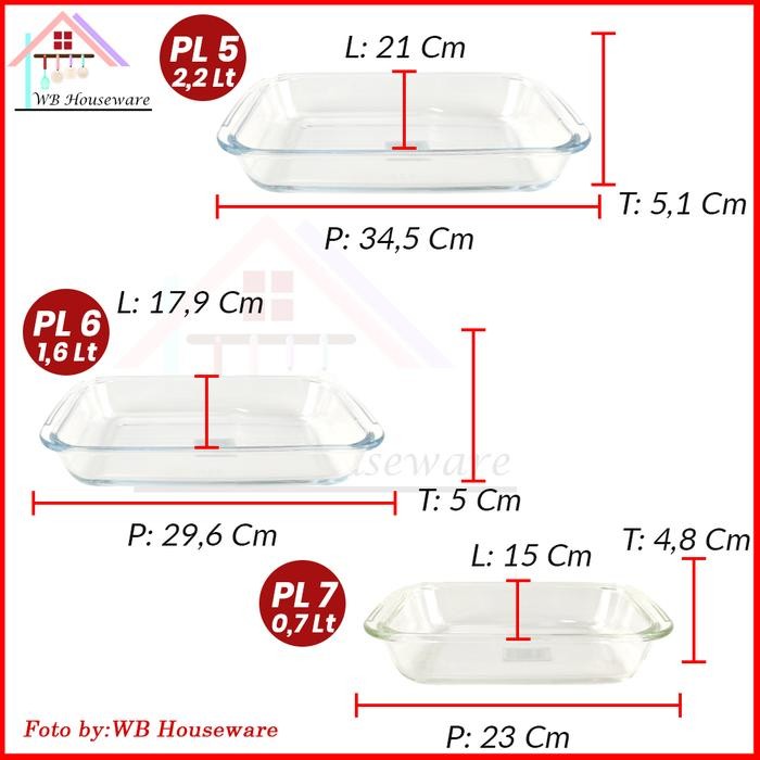 Loyang Kaca Saji Segi Panjang Tahan Panas / Prasmanan Yoshikawa/ Glass