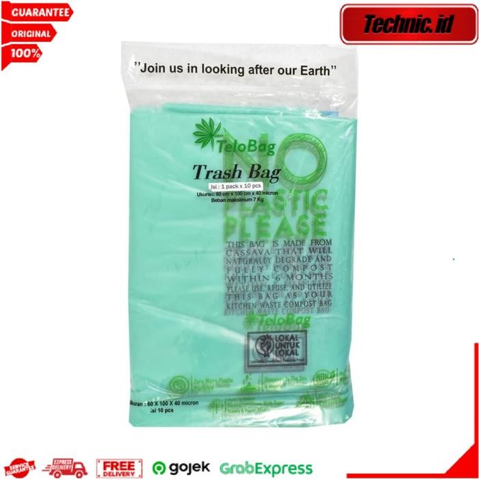 TELOBAG 60X100 CM SET 10 PCS KANTONG SAMPAH ORGANIK KANTONG SAMPAH RUMAH TANGGA BIODEGRADABLE