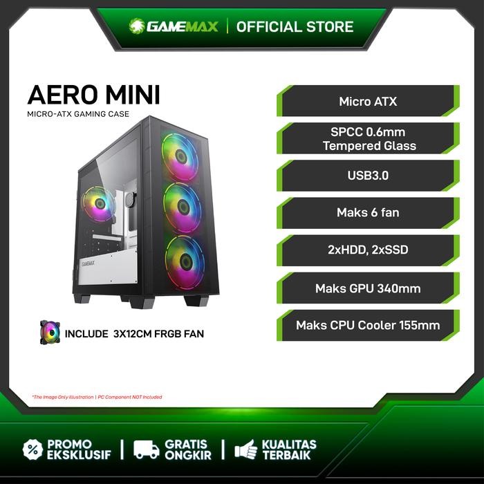 GAMEMAX Aero Mini FRGB Micro ATX Gaming PC Case