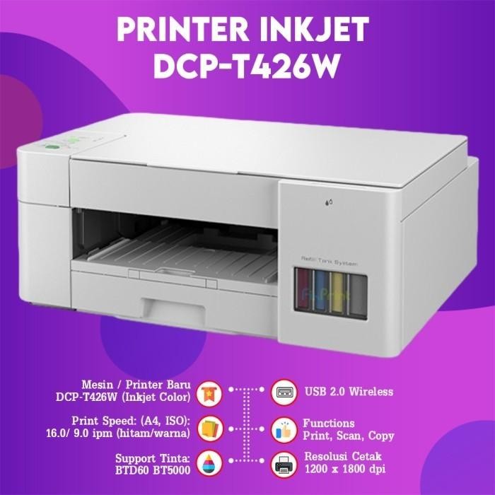 Printer Brother Multifunction DCP T426W DCP-T426W All In One Wifi Print Scan Copy Original Pengganti