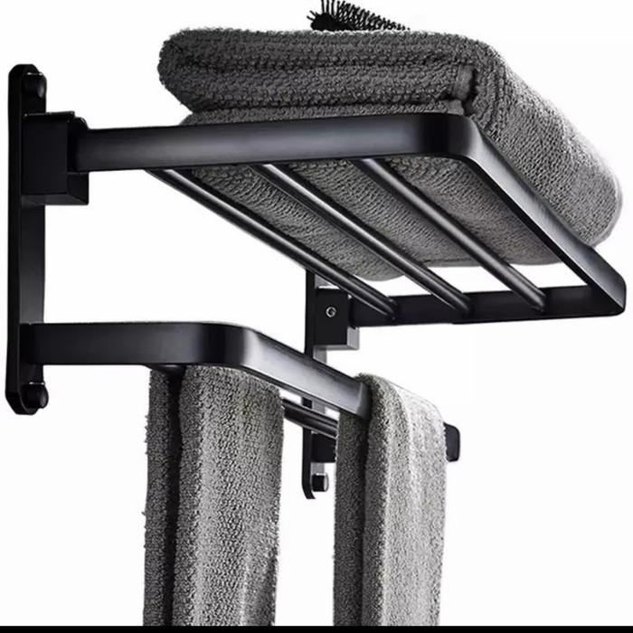 Terhemat Rak Handuk Kamar Mandi Black Gold/Gantungan Handuk Dinding Kamar Mandi Terlariss 