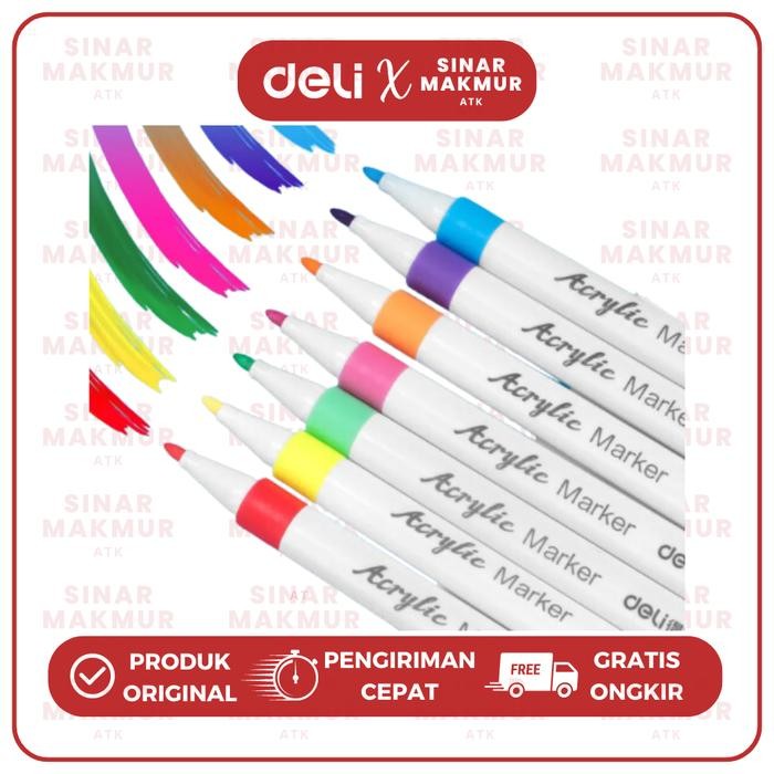 

Bisa Grab! Spidol Akrilik/Acrylic Marker Bullet Tip 24 Warna Deli Hm108-24 (Set)