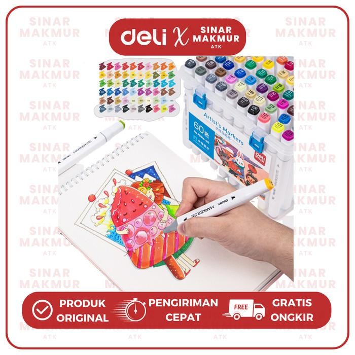 

Bisa Termin! Sketch/Water-Based Marker/Spidol Sketsa Dual Tip 24 Warna Deli 70816-24(Set)