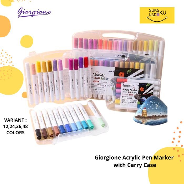 

Giorgione Acrylic Marker Set Spidol 12/24/36/48 Warna With Plastic Free Carry Case