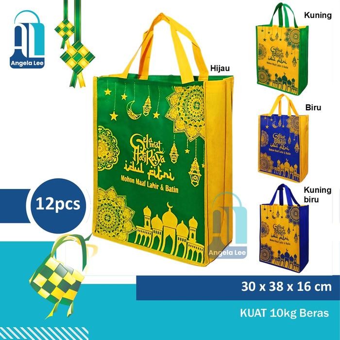 Siap Kirim 12 Pcs Tas Kain Spunbond Lebaran Paket Idul Fitri, Ramadhan, Syukuran, THR Sembako Jumbo
