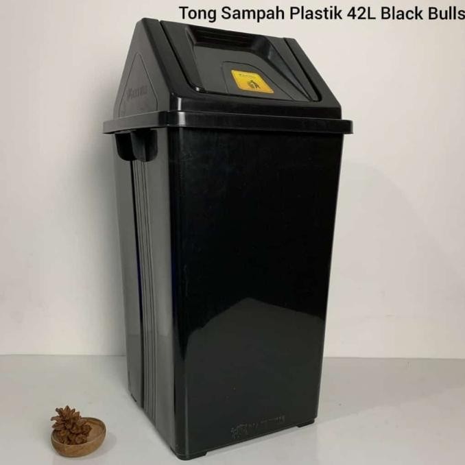 Tempat Sampah 42 Liter / Tong Sampah Plastik Tutup Goyang - Hitam