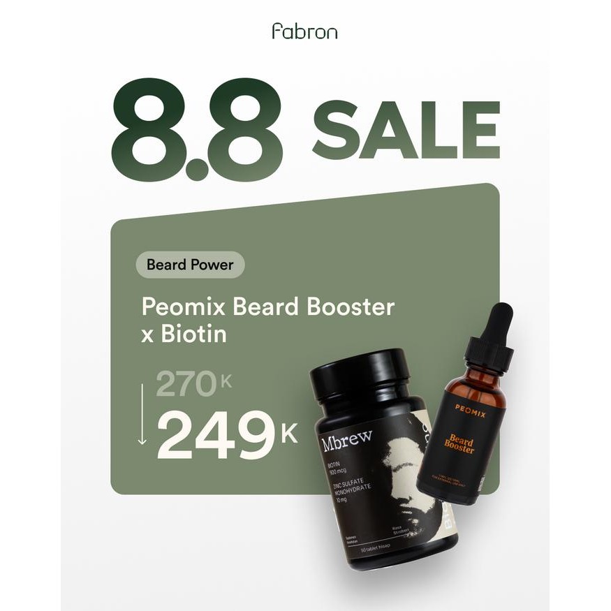 PEOMIX BEARD BOOSTER X BIOTIN - COMBO TERBAIK PERCEPAT PERTUMBUHAN BREWOK