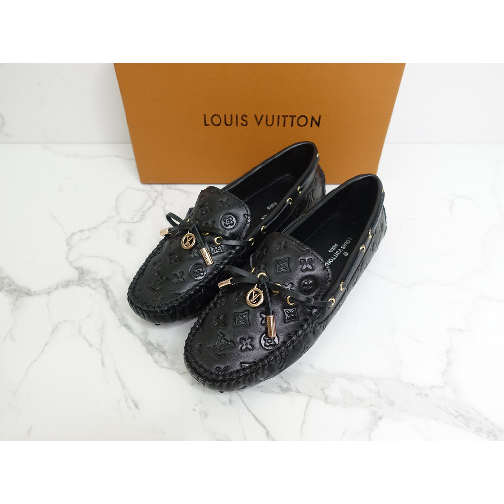 L* Loafer Embossed Black Leather Wanita VVIP Quality Import Branded