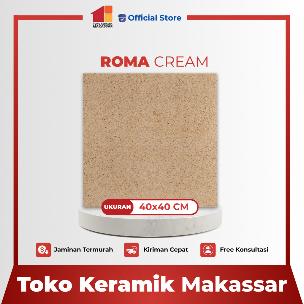 Keramik Lantai Ukuran 40x40 Roma Cream Matt Keramik kamar mandi/Garasi