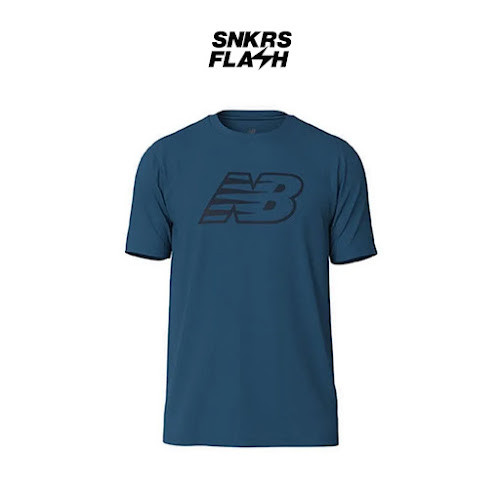 NEW BALANCE Nb Printed Run Tshirt Blue Kaos Lengan Pendek Pria - LMT41224E