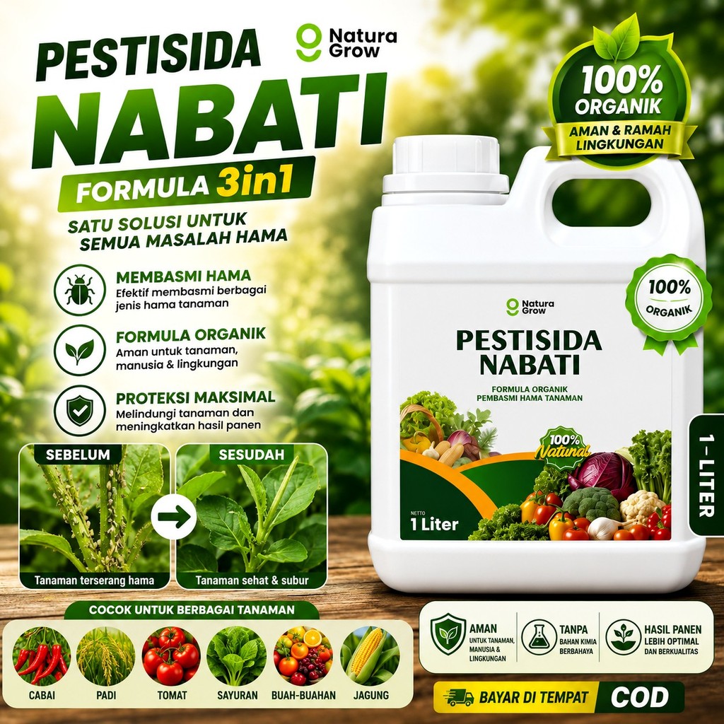 Naturagrow - Pestisida Nabati Organik 3in1 1 Liter Formula Pekat | Insektisida Fungisida Bakterisida
