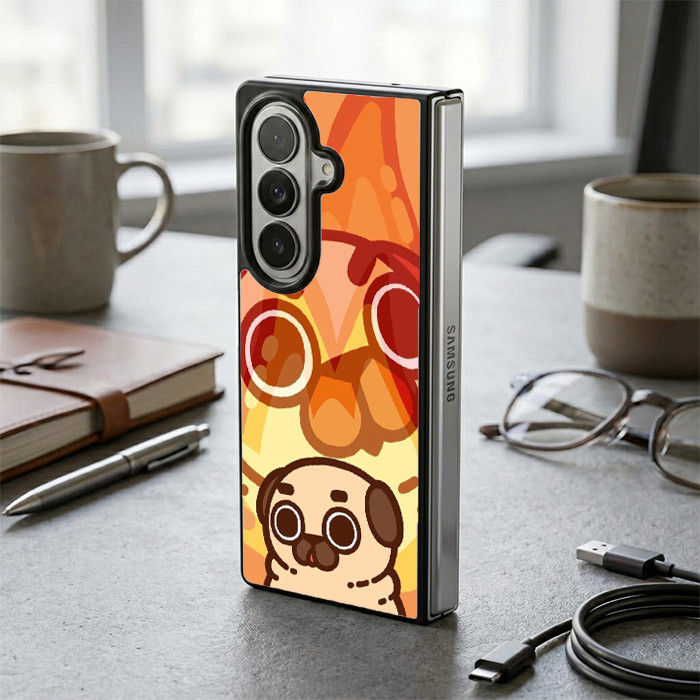 Case Casing Samsung Z Fold 7 6 5 4 3 Angry Pug Fire FW0428