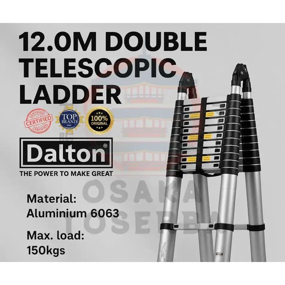 DALTON Tangga aluminium lipat teleskopik 12 meter Double teleskopik 12 meter Tangga teleskopik doubl