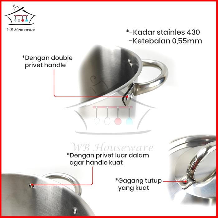 Supra Stockpot 30Qt / 28,5Liter / Panci Jumbo Stainless + Tutup / Panci Sayur Kitchenware