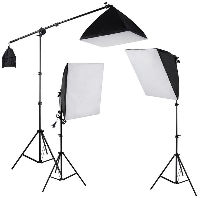 softbox continuous lighting with boom arm