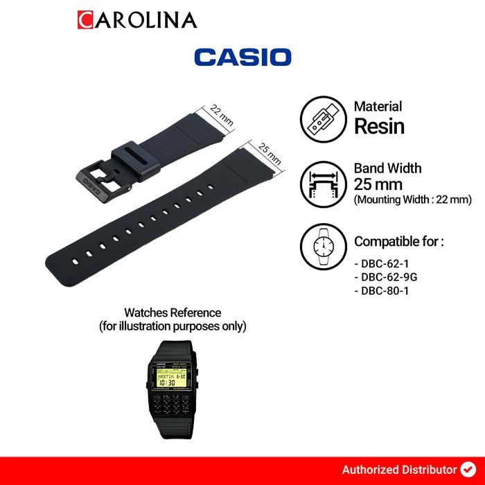 Tali Strap Casio DBC-62 / DBC-80 25mm Black Resin 70378364