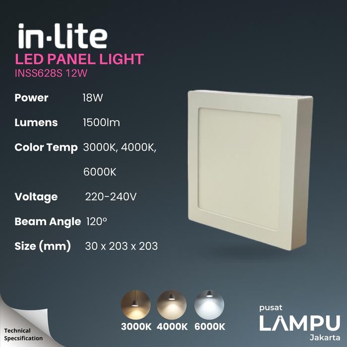 INLITE Led Panel Outbow Kotak 18watt LED 220V 220volt 18W square OB