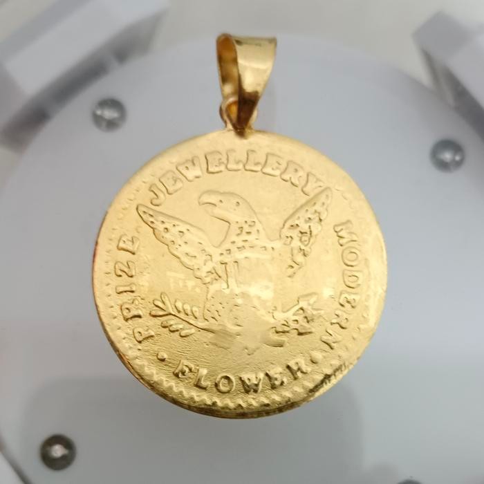 Siap Kirim Liontin Koin Ringgit Besar Grade B Lapis Emas Aksesoris Fashion