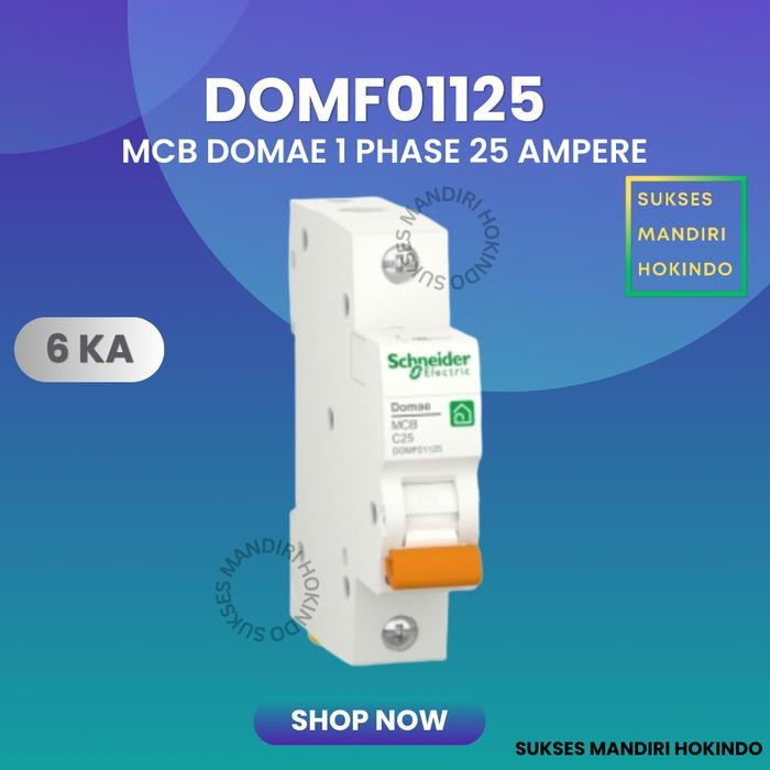 MCB 1 PHASE 25 AMPERE 1P 25A 1POLE SCHNEIDER DOMAE BARU 6KA ORI SNI
