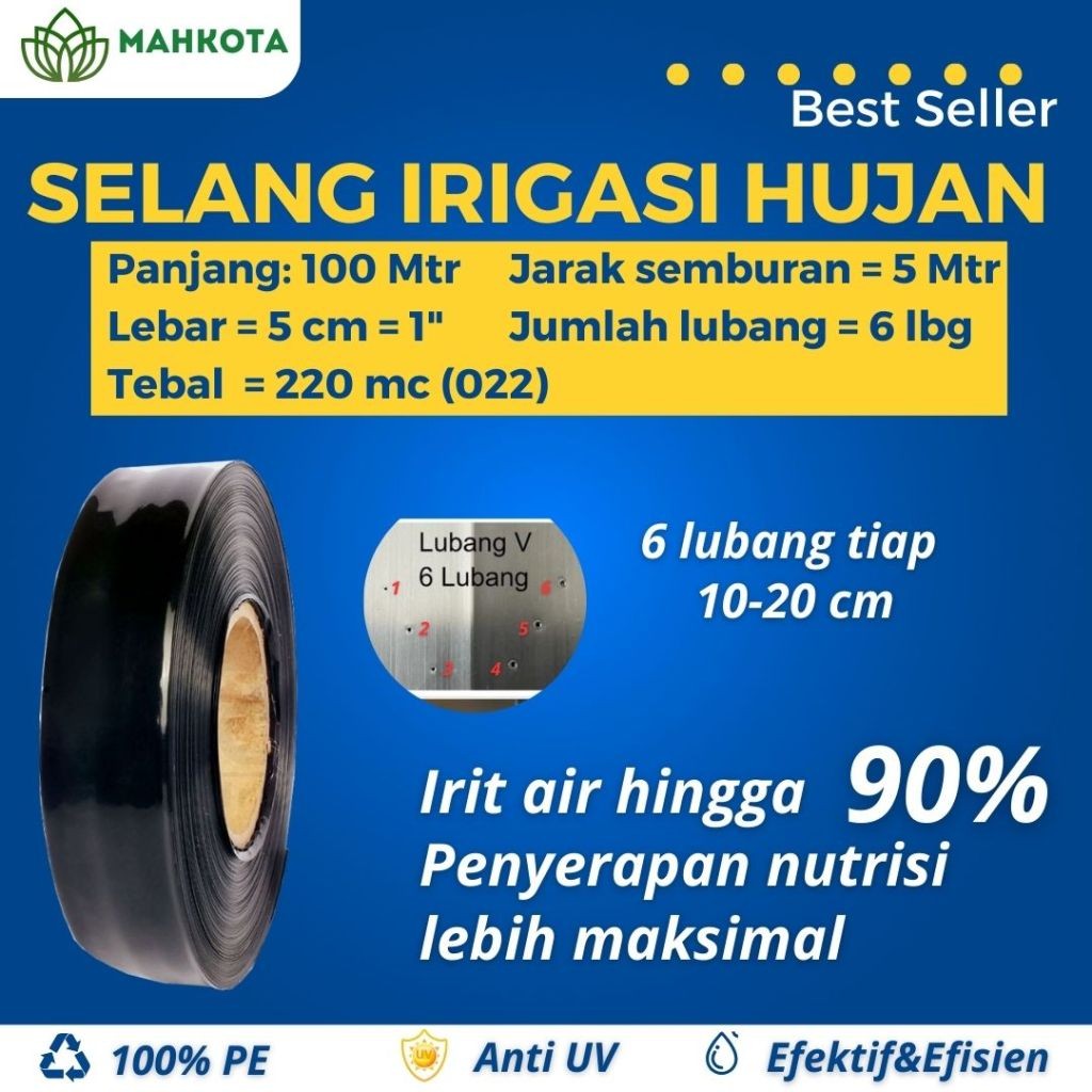 Selang Drip Lubang 6 Set 1 Inch 5 Cm 100 Meter 220 Mikron Selang Drip Hujan Rain Drip Tube