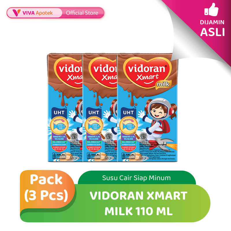 

[PAKET HEMAT] Vidoran Xmart Milk 110 ml Coklat UHT Susu Cair Siap Minum (Pack - 3 Pcs)