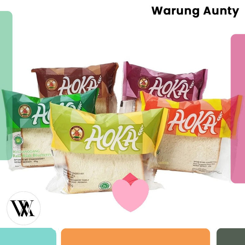 AOKA ROTI PANGGANG 65gr COKLAT VANILA SUSU KEJU MIX FRUITS BLUEBERRY STRAWBERRY NANAS DURIAN COKELAT