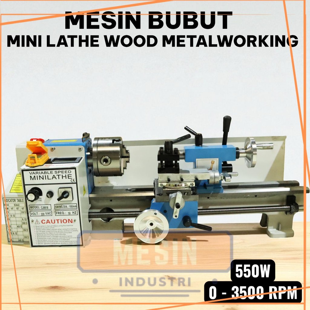 Mesin Bubut Mini Lathe Wood Metalworking 550W - CJ0618