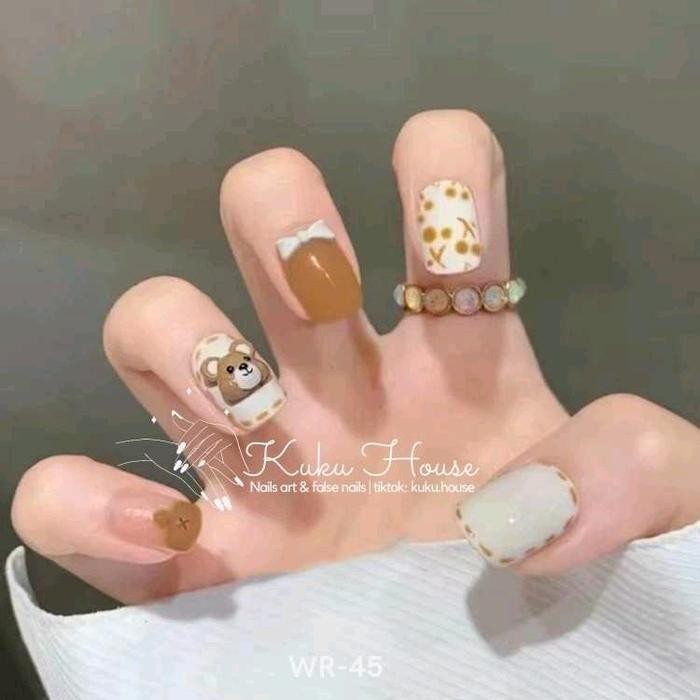 KUKU PALSU 3D MOTIF BERUANG ISI 24 PCS FREE LEM WR45