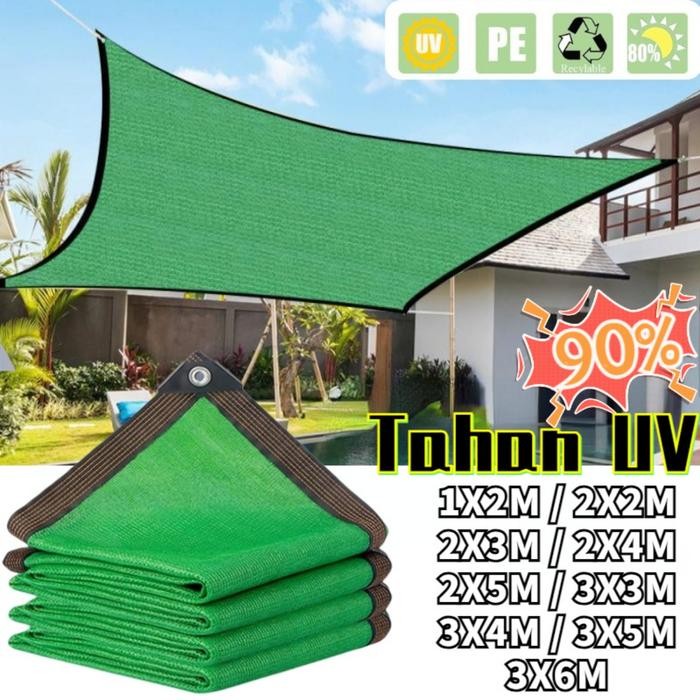 PREMIUM Allieuka 90% Tahan UV Para Mesh Jaring Naungan Hijau Terpal Jaring Atap Tanaman Pelindung