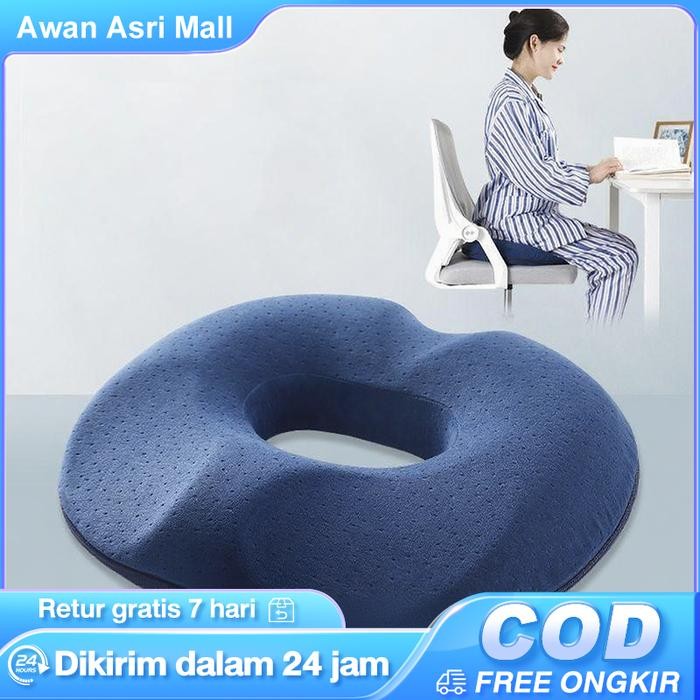 PREMIUM Bantal kursi busa memori bentuk donat, bantal kursi beludru kristal untuk mencegah wasir,