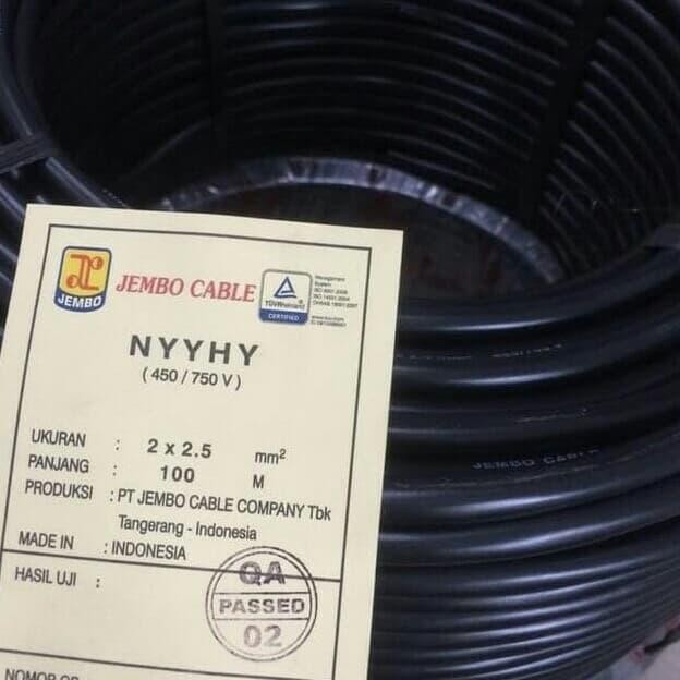 KABEL NYYHY / CABLE NYYHY 2X2.5MM / 2X2.5 MM HITAM @100METER JEMBO