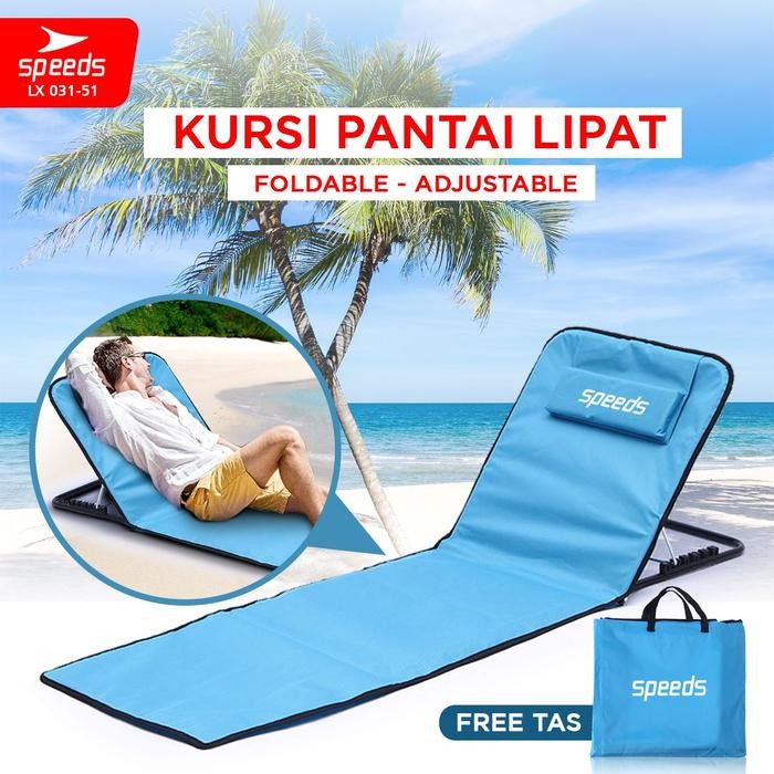 PREMIUM SPEEDS Kursi Pantai Lipat Tidur Portabel Kursi Lantai Santai Multifungsi Foldable Camping