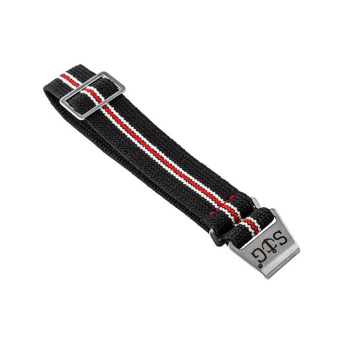 Tali Jam Tangan Strap Guy MN-BLK-WHT-RED-18A Black Nylon Dual Tone St
