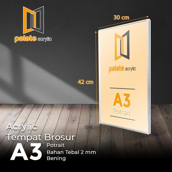 

Khusus Gosend! Akrilik Tempat Brosur A3 Badan Portrait / Acrylic / Tempat Brosur 2Mm