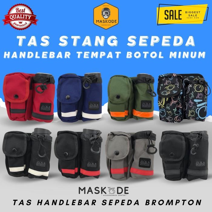 United Motion - Tas Handlebar Aksesoris Brompton Tempat Botol Minum Sepeda Lipat Gowes