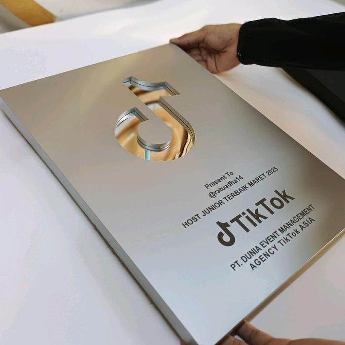 Hiasan dinding TIKTOK, INSTAGRAM SILVER PLAY BUTTON pajangan ruangan tengah rumah kamar wall decor