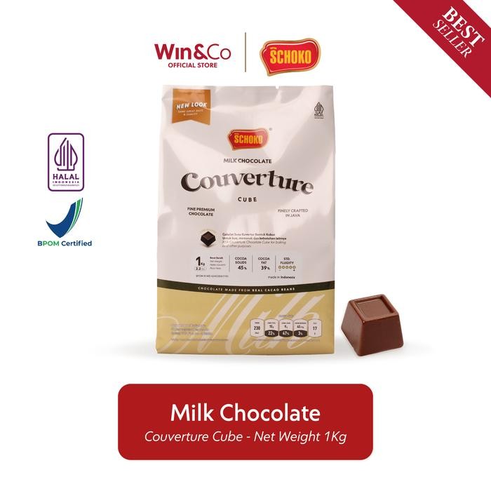 

SCHOKO Milk Chocolate Couverture Cube - 1 Kg / Coklat Kovertur Dadu